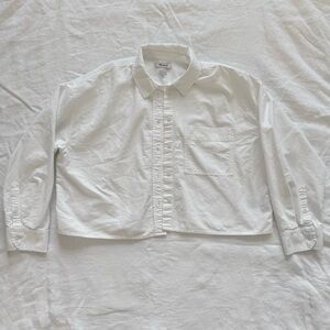Madewell Cropped Oversized Poplin Button-Up Long-Sleeve